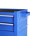 Built Tight Eight Drawer Rolling Tool Chest With Fully Lined Drawers And Locking Base Cabinet For No Mess Garages And Heavy Duty Shop Rigs In True Blue, featuring side hooks and handle.