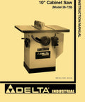 10 inch cabinet saw model 36-729 instruction manual cover showcasing operational details for woodworking setup and maintenance.