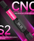 S2 steel bit from 20 Piece Hex Head Allen Wrench Drill Bit Set With Quarter Inch Hex Shank, features CNC precision and pink design.
