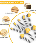 Kickass Eight Piece Solid Carbide Router Bit Set With 1/4 Inch Shank for smooth cuts on solid, granular, and multilayer boards.