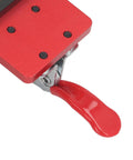Close-up of the Rock Solid 35mm Aluminum Hinge Jig Kit For Cabinet Doors Accurate Locking Guide with red grip.