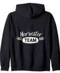 Back view of Team Harvesting Machine Zip Hoodie with Threshing Motif for Farmers and Farm Fans Embracing the Farm Life Style.