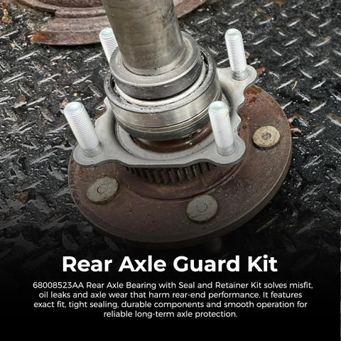 Beefed Up Rear Axle Bearing With Seal And Retainer Kit for Jeep Wrangler JK JKU 2007-2017, shown installed on axle