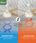 44 Inch Indoor Ceiling Fan With LED Light And Remote showing summer and winter mode on wooden ceiling