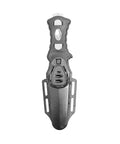 Black sheath of Beefy 3 Inch Dive Knife With 6.5 Inch Total Length Made From Corrosion Resistant 420 Stainless Steel Quick Release Sheath For Easy Access Ideal For Scuba Spearfishing Water Sports And Survival Gear, showing quick-release feature