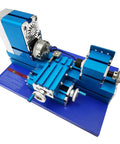 IntXanth All-Metal Mini Wood Lathe Machine Spinning At 20000Rpm For Precision Hobbyist Carving Turn Soft Metals And Plexiglass Crafts With Ac100-240V Power Durable Build, blue compact design.
