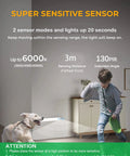 Child and dog near 98 LED Under Cabinet Lights With 1500mAh Rechargeable Battery Motion Sensor, showing sensor range and angle.