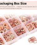 Copper Crush Washer Set 200 Piece With 10 Metric Sizes M5 M6 M8 M10 M12 M14 Universal Oil Drain Plug Gasket Kit in gold finish case