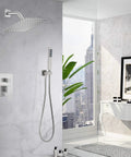 Shower System Brushed Nickel Rainfall Set For Wall Mounted Installation With 8 Inch Rain Shower Head in modern bathroom