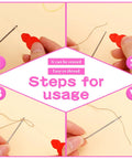 Step-by-step usage guide for the All in One Needle Threader Set For Hand Sewing And Embroidery With 20 Pieces, Six Types.