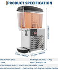Heavy Duty Stainless Steel Single Tank Commercial Cold Drink Dispenser with transparent tank and spigot for icy beverages.