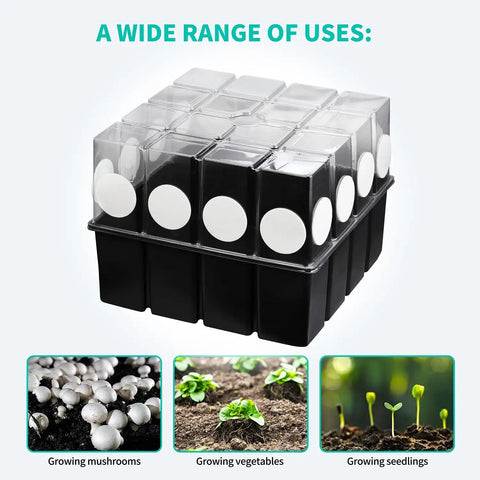 Three Set Mushroom Grow Kit Monotub With Filter Disks 43.5 Quart Vegetable Planting Tray Mini Greenhouse Germination Box