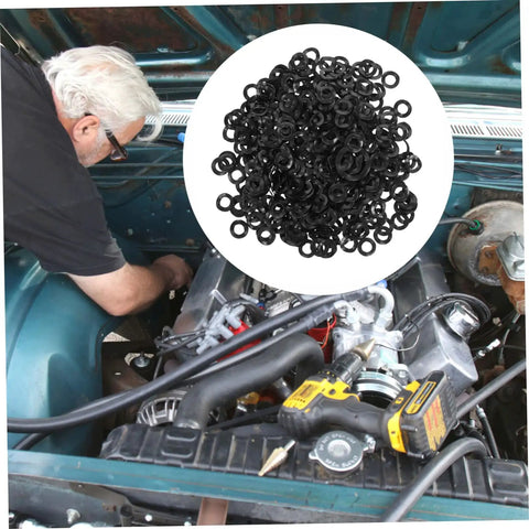 500 Piece Wave Washers Set Spring Steel Compression Gaskets Kit For Machine Repair, Sturdy Wavy Washers Assortment For Auto, Home, And Shop DIY Fixes Easy, black washers