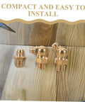 Copper fittings from 9 Piece Copper Grease Fitting Kit For Cars And Trailers, Pro Grade Nozzles And Oil Caps on wooden surface
