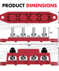 Tough Custom 12V Power Distribution Block With 5/16 Inch Studs And Secure Cover dimensions showing 6.6 x 2 inches construction.