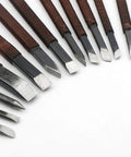 12 Piece Wood Carving Tools Set Featuring Premium Manganese Steel Blades And Solid Grips for detailed wood crafting and engraving.
