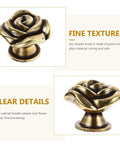 Vintage Rose Flower Cabinet Knobs Two Pack Classic Floral Drawer Pulls Heavy Duty Zinc Alloy Furniture Hardware For Dresser And Shoe Closet Smooth Grip Top Notch Home Decor Upgrade Built Tough Real Deal Close-up view of gold rose knobs showing fine texture and clear details.