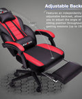 Big And Tall Gaming Chair 400 Lb Capacity Heavy Duty Office Chair With Reinforced Footrest Wide Seat And High Back For PC Desk Red PU Leather Linkage Armrests Thickened Steel Frame adjustable backrest shown