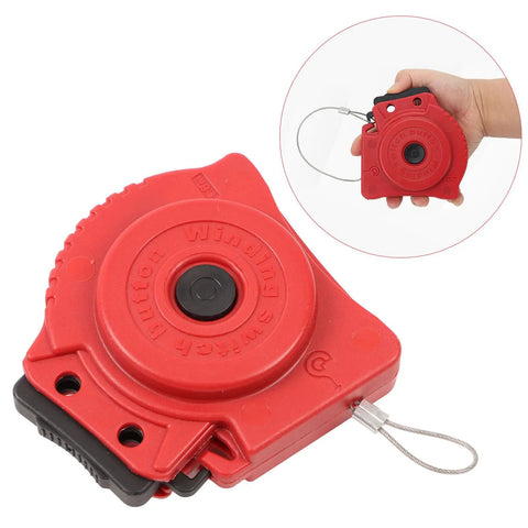 Built Tough Stainless Steel Lockout Tagout Cable Padlock Featuring Auto Retracting Safety Cord For Heavy Duty Machine Shutdown and Crew Protection On The Job Site in red