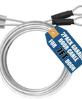 8.5 Foot Garage Door Cable Replacement Kit With One Eighth Inch Vinyl Coated Wire Cables And Parts Fits Seven Foot Garage Doors Two Pack Durable Rust Resistant For Home Garage DIY Projects visible in packaging with plastic ends.