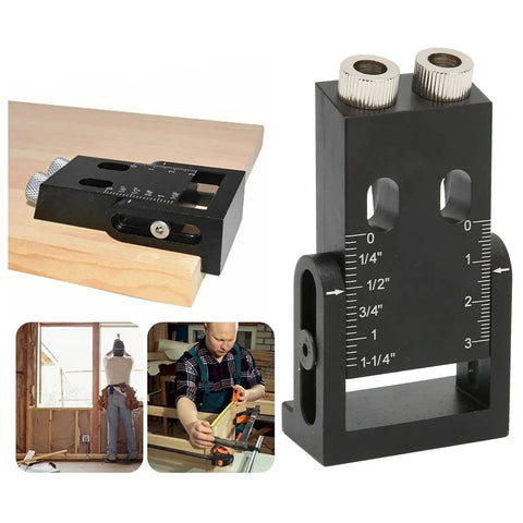 Premium Woodworking Punch Locator With 15 Degree Inclined Angle Hole Guide For Drill Bits And Precision Jointing, Compact Aluminum Alloy Tool