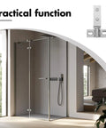 Heavy Duty Stainless Steel Shower Door Pivot Hinges With Smart Dual Hole Design For No Sweat Glass Door Swap and Top Shelf Bathroom Hardware Makeover in modern bathroom setting.