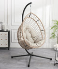 Hanging Egg Chair with Stand Foldable Hammock Swing Chair Built for All Weather Use with Core Spun Polyester Rope and Yarn Dyed Cushion