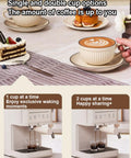 Professional Semi Automatic Espresso Machine With 15 Bar Pressure And Integrated Milk Frother For Creamy Lattes and two cup brewing options.