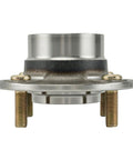 Front view of Rear Wheel Bearing Hub Assembly 4 Lug 1 Piece Direct Fit Replacement For Hyundai Elantra 2001 To 2006, Kia Spectra 2005 To 2009, And Spectra5 Models Keeps Your Ride Smooth