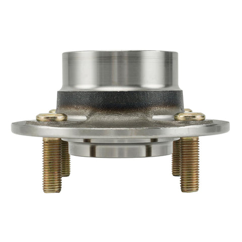 Front view of Rear Wheel Bearing Hub Assembly 4 Lug 1 Piece Direct Fit Replacement For Hyundai Elantra 2001 To 2006, Kia Spectra 2005 To 2009, And Spectra5 Models Keeps Your Ride Smooth