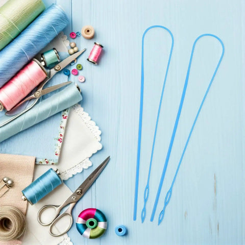 Flexible Plastic Drawstring Threader Tool Kit For Easy Threading Big Eye Design Works With Thick Or Thin Cords Grab And Go Portable 5 Pack Sewing Tool For Pants Hoodies Jackets Bags And Craft Projects, blue
