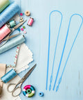 Five Pack Elastic Drawstring Threader Tools for Sewing and Crafting, Portable Plastic Loop Turners for Hoodies and Joggers, Wear-Resistant Garment Threading Tool for Drawstrings and Elastic Bands, blue plastic loop turners on sewing supplies