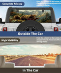 Rear Window Decal Wrap Graphic With Dope Vintage Mountain Forest Wildlife Theme For Pickup Trucks And SUVs 66 By 22 Inch Universal Fit Easy To Cut To Shape Car Back Window Sticker featuring a bear in the mountains.