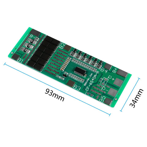 Heavy Duty 3 Pack 6S 24V 18650 Lithium Battery BMS Board with balance circuit, dimensions 93mm x 34mm, designed for solar builds.