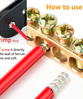 Assortment Of Wire Ferrule Connectors Kit 8 Sizes Tinned Copper Crimp Terminals For 12 AWG Down To 2/0 shown in use