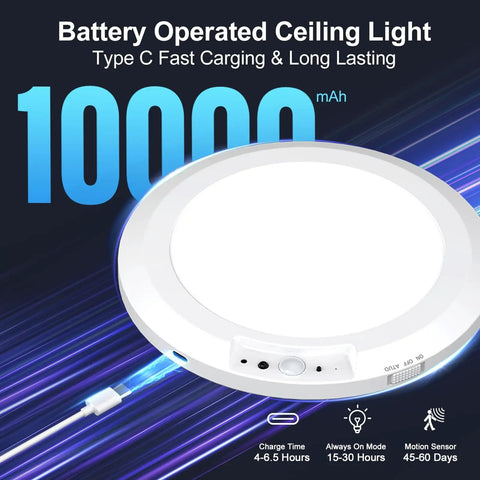 Rechargeable Ceiling Light With Motion Sensor No Wires Needed Battery Operated LED Closet Light With Remote And Timer