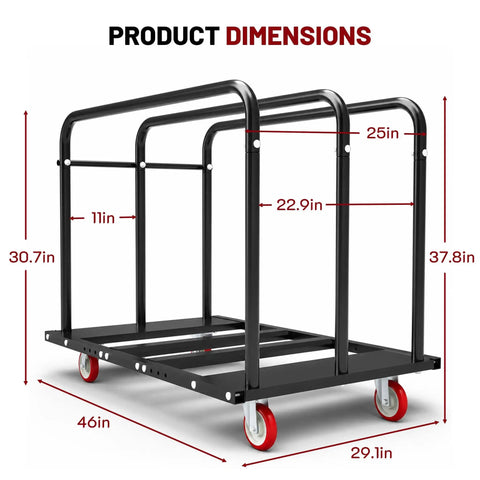 2 In 1 Furniture Dolly 1000 Lbs Adjustable Moving Cart With Multi Slot And Flatbed Modes, dimensions 46x29.1x37.8 inches