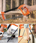 Hacksaw Set With 12 Inch Steel Frame Replaceable Blades And Metal Miter Guide For Metal Wood And PVC Pipes 3 Piece Handsaw Kit