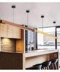 Modern Wood LED Pendant Lights Minimalist Wooden Hanglamp for Bedroom Dining Room Study Office Bar Luminaire Suspension over kitchen island.