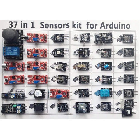 37 In 1 Sensor Module Starter Kit For Arduino And Microcontrollers Including Infrared Temperature Obstacle Avoidance Buzzer And More Sensors