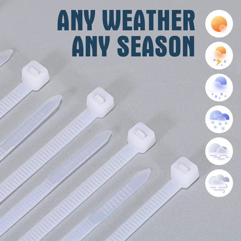 Tough As Nails 12 Inch White Zip Ties Mega Pack 1000 Count Outdoor UV Resistant Nylon Cable Ties Self Locking in any weather conditions.