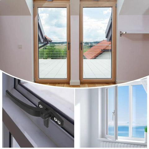 Heavy Duty Zinc Alloy Casement Window Locking Handle Right Hand Grip Black Finish Top Shelf Window Hardware Kit For Bulletproof Sash Security And No Sweat Daily Use