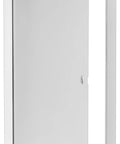 12x24 Universal Steel Flush Access Panel Door with Screwdriver Latch, white prime coat finish, door slightly ajar, wall mount view