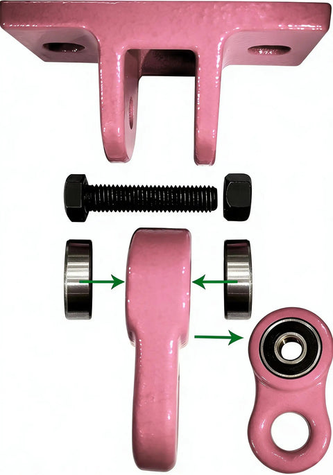 Heavy Duty Swing Set Hardware Replacement Kit With 2 Pink Brackets, 4 Hangers, 2 Pink Seats, And All Accessories For Outdoor Playground Equipment Including Bolts, Gaskets, Hooks And Chains