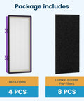 Replacement 4 Filter And 8 Carbon Filter Set For Holmes AER1 True Filter And Bionaire Air Purifiers HAPF300AP U4
