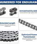 Patioer Heavy Duty Roller Chain #50H 10 Feet Carbon Steel Industrial Link showing four free connecting links and robust link design.