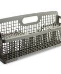 Lifetime Replacement Silverware Basket For Whirlpool And Kenmore Dishwashers, W10190415 WPW10190415 AP6016614, grey with handle.