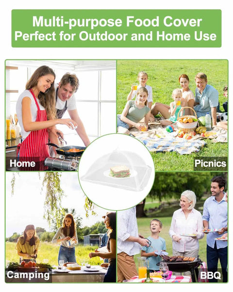 Six Pack Mesh Food Covers 17x17 Inches Pop Up Patio Net For Outdoor Dining White Nylon Bug Screen Tents for various outdoor settings