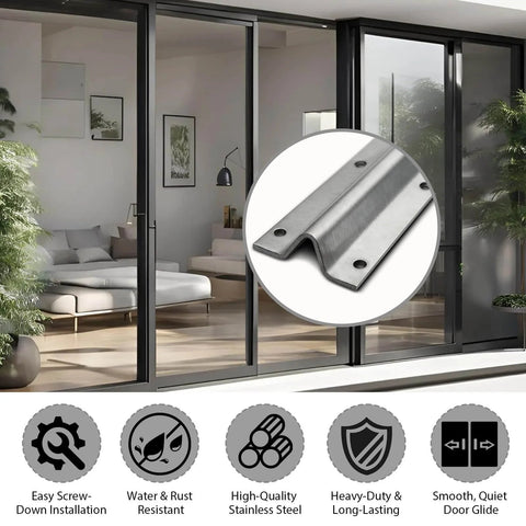 Six Foot Sliding Door Track Replacement For Glass, Screen, Barn, Pocket And Patio Doors, Inverted V Bottom Rail, Satin Finish