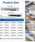 Two Third Extension Drawer Runners With Heavy Duty Soft Close Undermount Slides For Smooth Quiet Operation, Ball Bearing Rails, Durable Steel Tracks And Full Extension To Max Out Your Drawers. product size chart with 10-20 inch lengths
